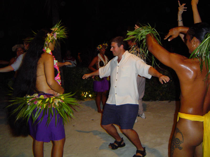 Jeff Doing a Tiki Dance, Tiki show at le Maitai, Bora Bora