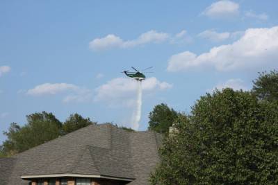 Helicopter Dumping Water Just Outside Tanglewood
