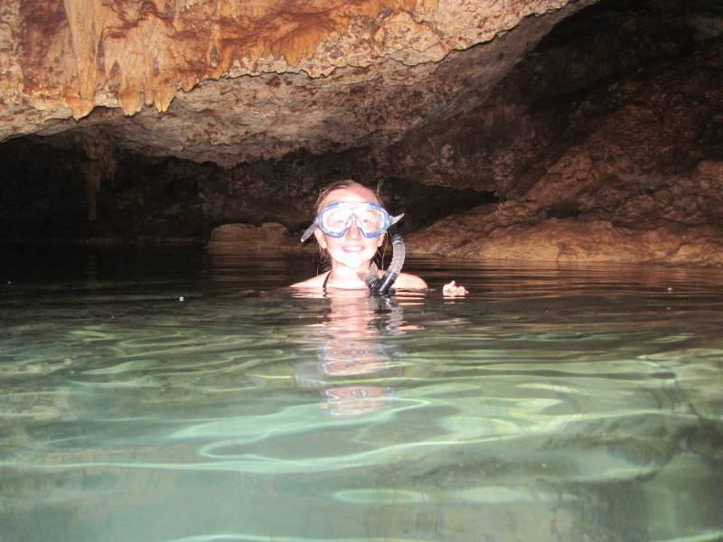 Vickie Snorkeling in Cave