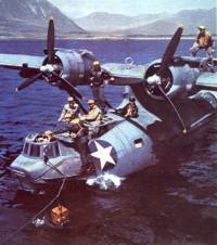 PBY Catalina in the water with its crew