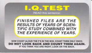 Living Waters IQ Test - Front of Card
