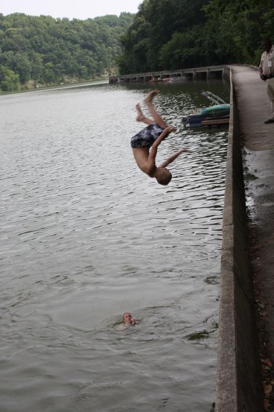 Boys Jumping Into Water at Lake Linganore