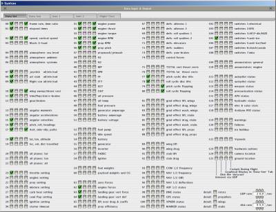 X-Plane Screenshot: Data Input & Output Screen